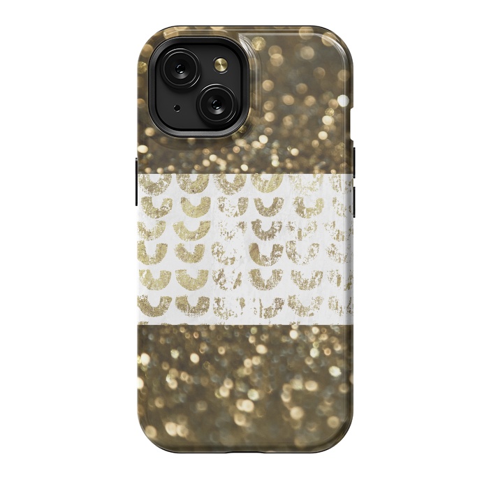 iPhone 15 StrongFit Golden Glitter by Andrea Haase