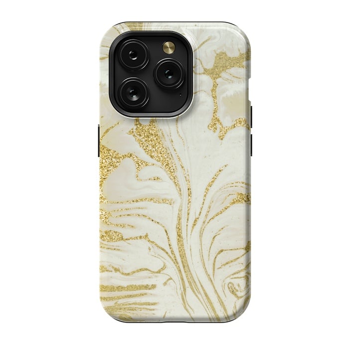 iPhone 15 Pro StrongFit Marble Gold Glitter by Andrea Haase