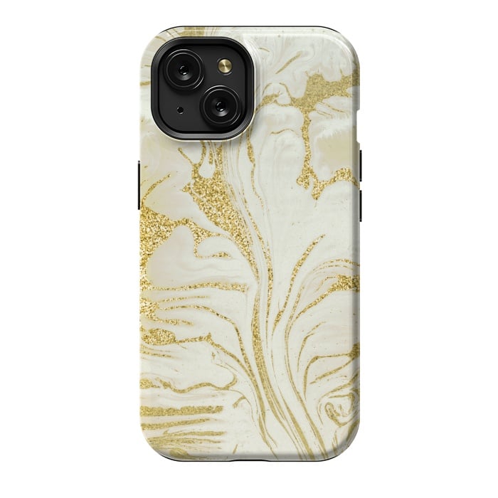 iPhone 15 StrongFit Marble Gold Glitter by Andrea Haase