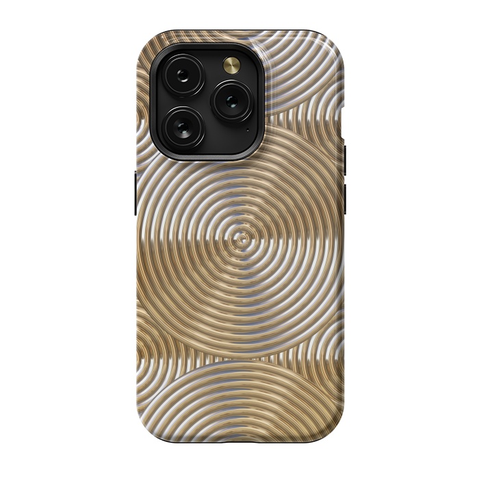 iPhone 15 Pro StrongFit Shiny Golden Metal Embossed Circles 2 by Andrea Haase