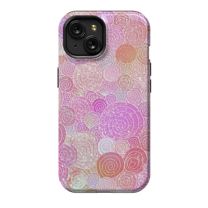 iPhone 15 StrongFit Pink and rose gold circles and dots pattern by  Utart