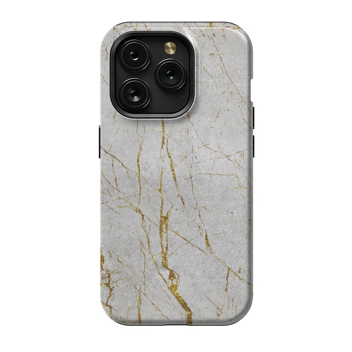 iPhone 15 Pro StrongFit Golden Marble Veins On Concrete 2 by Andrea Haase