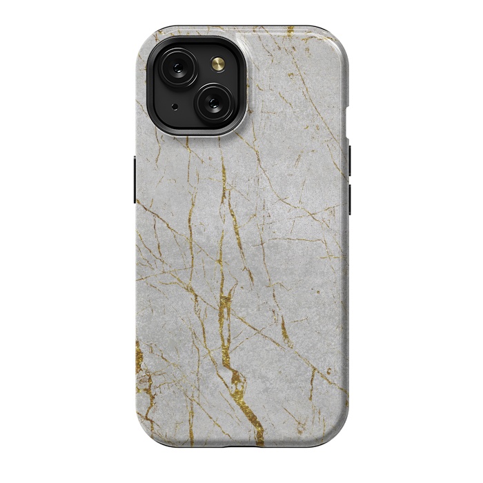 iPhone 15 StrongFit Golden Marble Veins On Concrete 2 by Andrea Haase