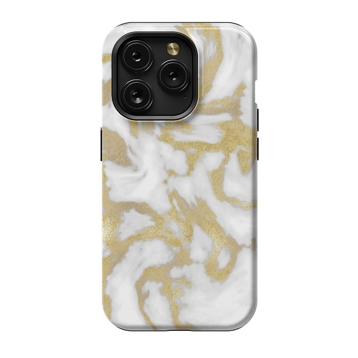 iPhone 15 Pro StrongFit White Gold Faux Marble by Andrea Haase