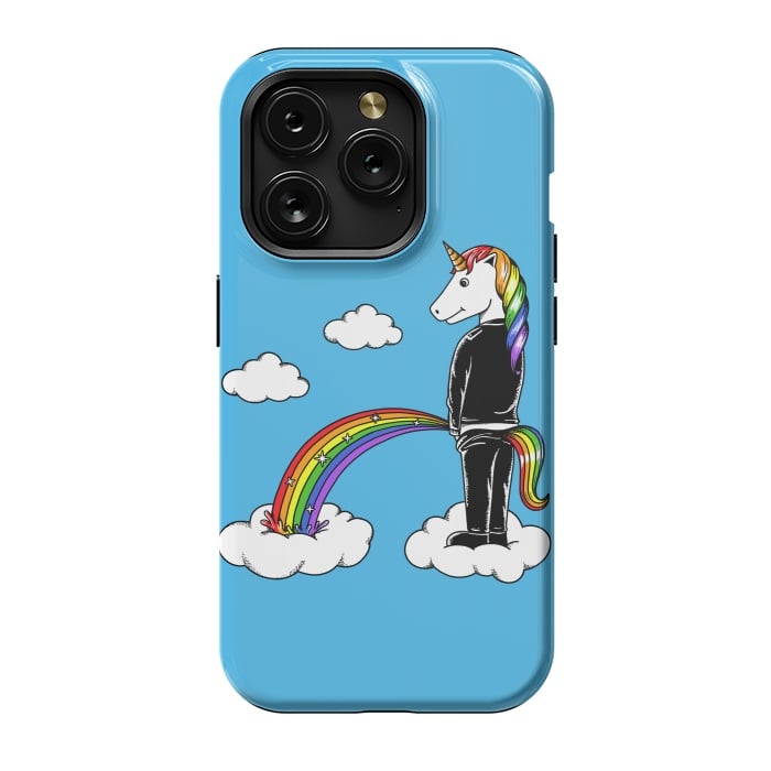 iPhone 15 Pro StrongFit Unicorn Rainbow Blue by Coffee Man