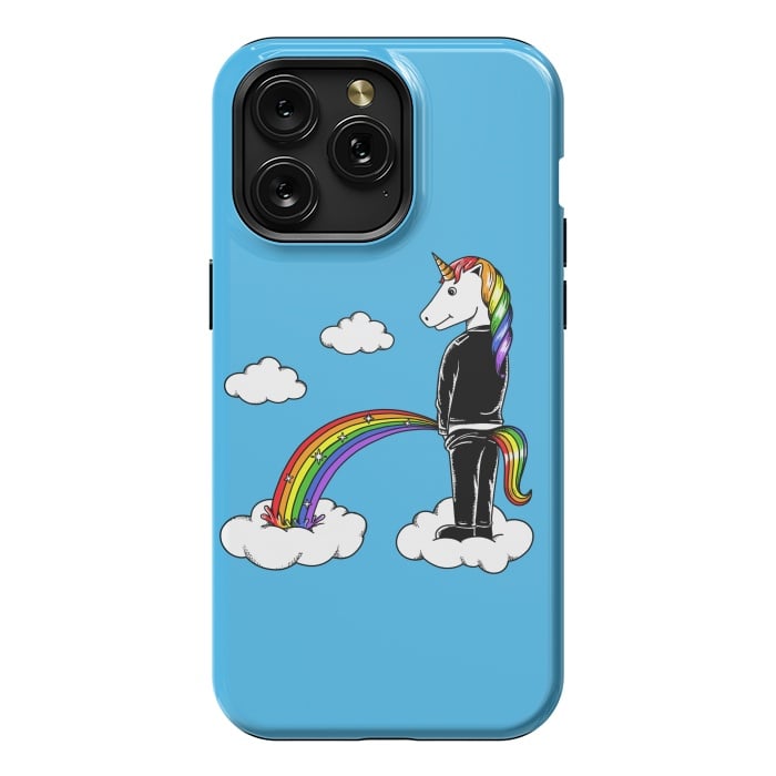 iPhone 15 Pro Max StrongFit Unicorn Rainbow Blue by Coffee Man