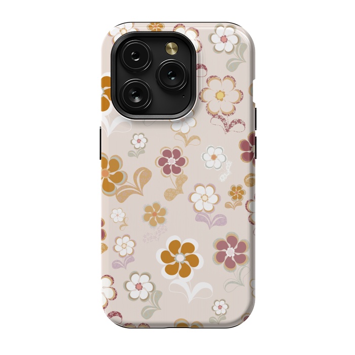 iPhone 15 Pro StrongFit 60s Flowers on Light Pink by Paula Ohreen