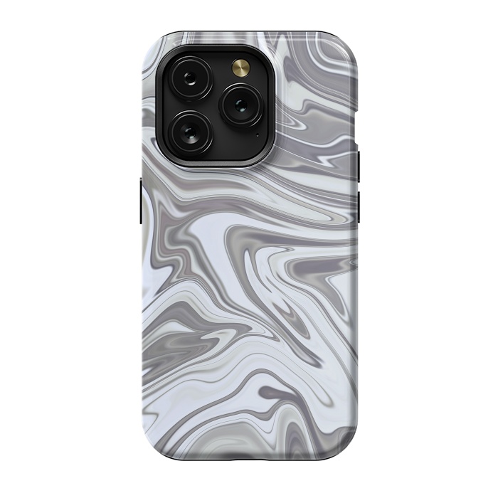 iPhone 15 Pro StrongFit Grey White Shimmering Marble 2 by Andrea Haase