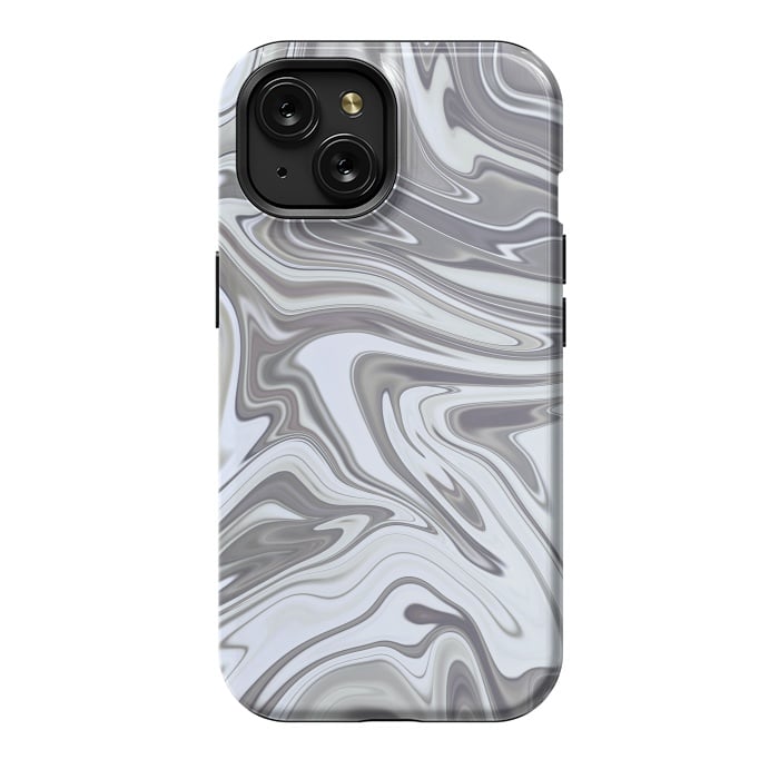 iPhone 15 StrongFit Grey White Shimmering Marble 2 by Andrea Haase