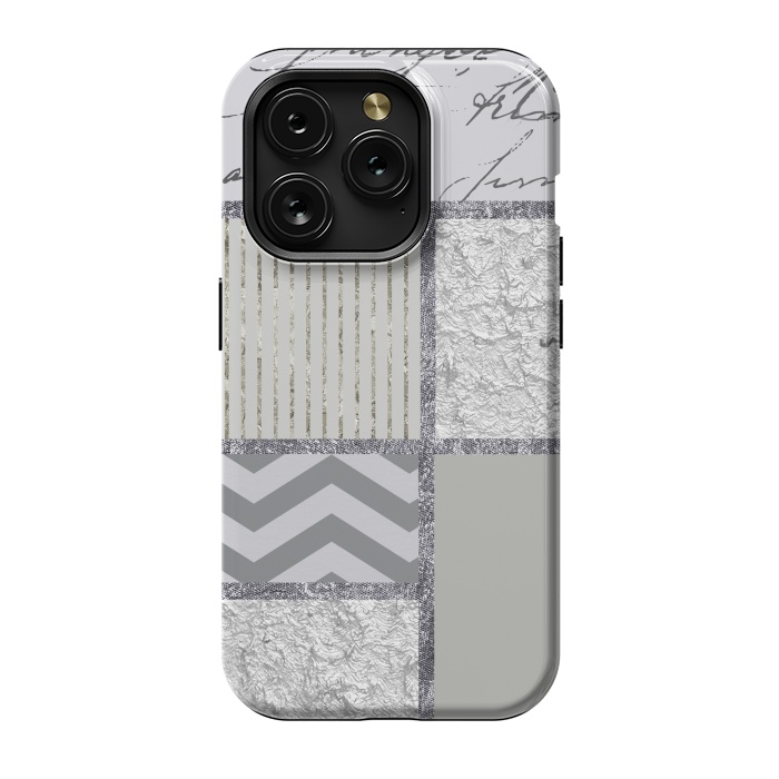 iPhone 15 Pro StrongFit Silver And Grey Collage by Andrea Haase