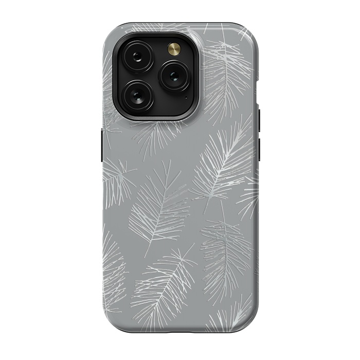 iPhone 15 Pro StrongFit Silver Palm Leaves by Andrea Haase