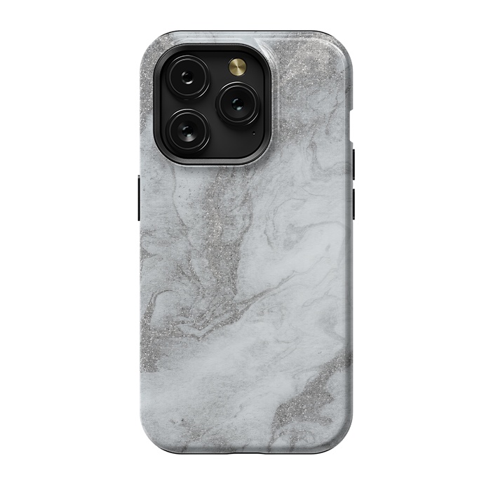 iPhone 15 Pro StrongFit Grey Silver Marble 2 by Andrea Haase