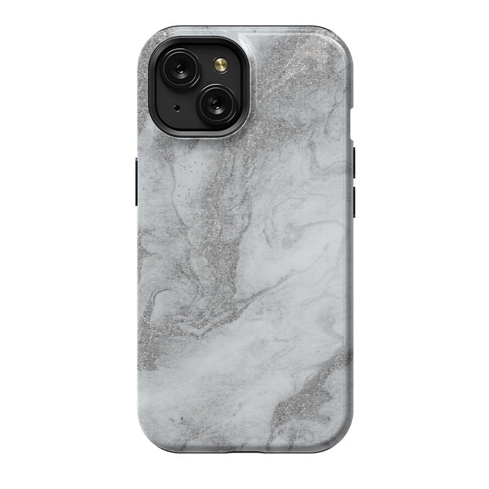 iPhone 15 StrongFit Grey Silver Marble 2 by Andrea Haase