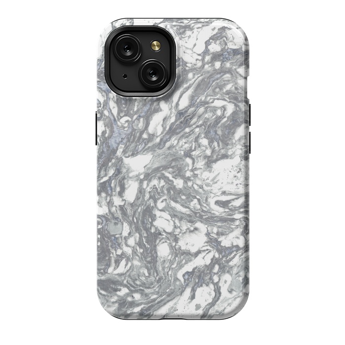 iPhone 15 StrongFit Grey Blue Marble by Andrea Haase