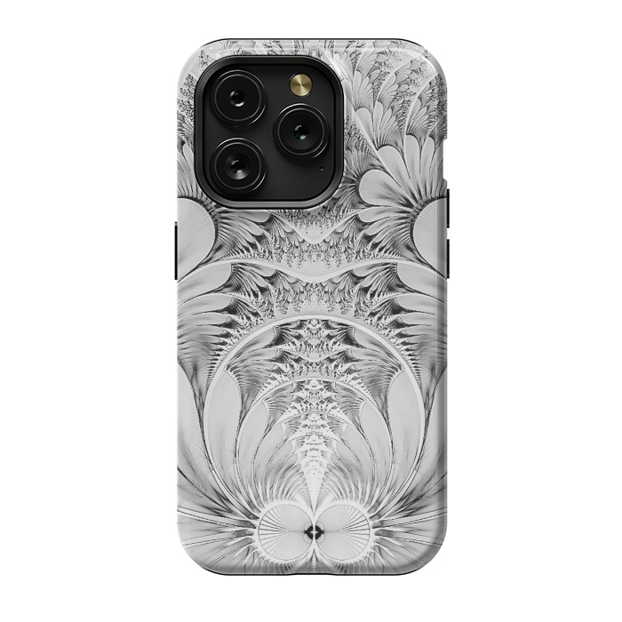 iPhone 15 Pro StrongFit Grey White Florish Fractal by Andrea Haase