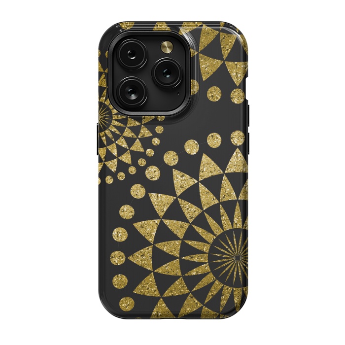 iPhone 15 Pro StrongFit Golden Sparkle Mandala by Andrea Haase