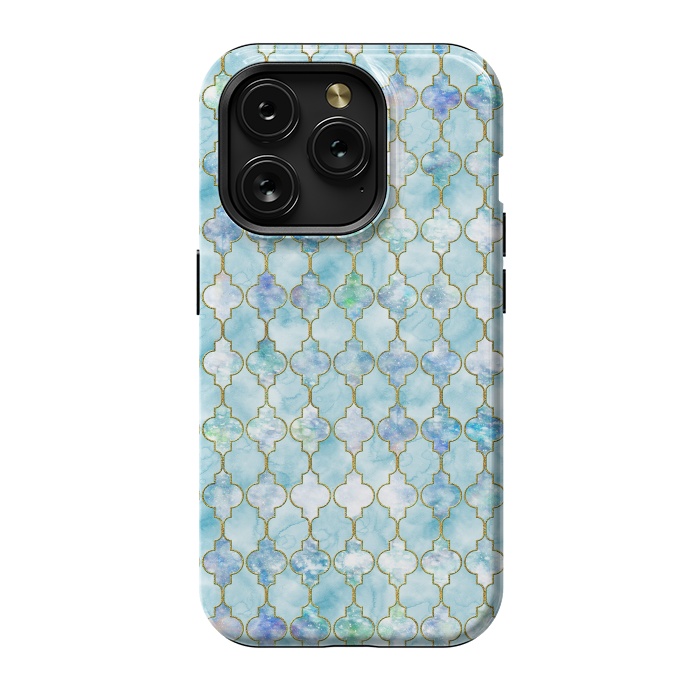 iPhone 15 Pro StrongFit Blue Moroccan Shapes Pattern  by  Utart