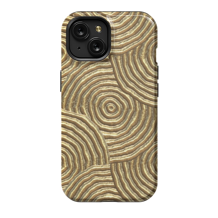 iPhone 15 StrongFit Gold Metal Embossed Circles by Andrea Haase