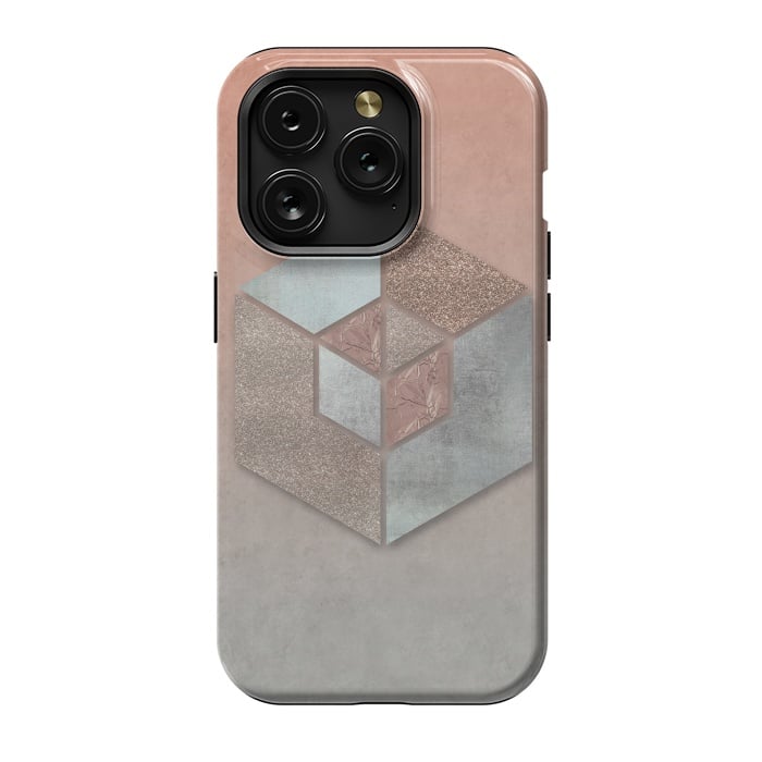 iPhone 15 Pro StrongFit Copper Gray Hexagon by Andrea Haase