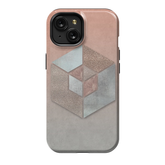 iPhone 15 StrongFit Copper Gray Hexagon by Andrea Haase
