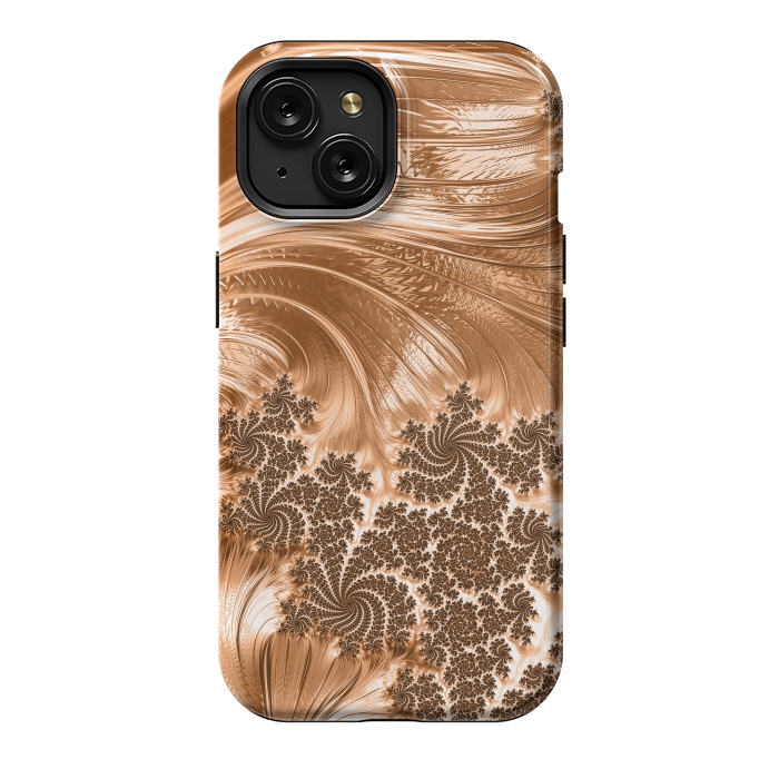 iPhone 15 StrongFit Copper Floral Fractal by Andrea Haase