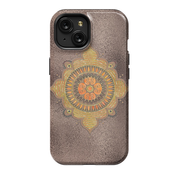 iPhone 15 StrongFit Mandala On Copper 2 by Andrea Haase