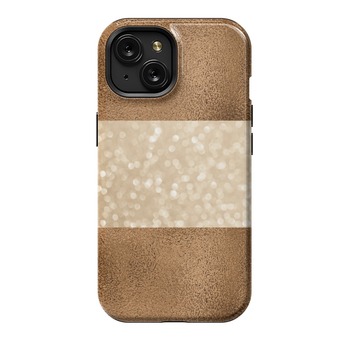iPhone 15 StrongFit Faux Glitter And Copper by Andrea Haase