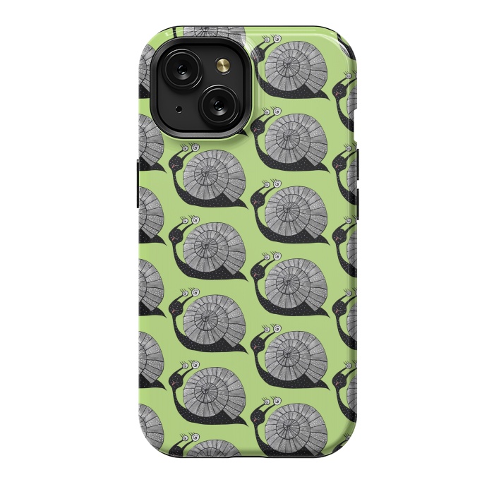iPhone 15 StrongFit Cartoon Snail With Spiral Eyes Pattern by Boriana Giormova