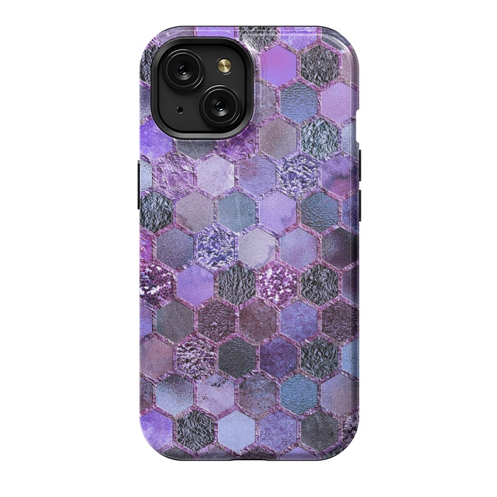 iPhone 15 StrongFit Purple Metal Honeycomb Pattern by  Utart