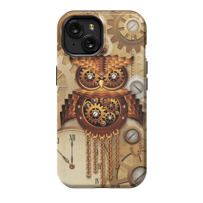 iPhone 15 StrongFit Owl Steampunk Vintage Style by BluedarkArt
