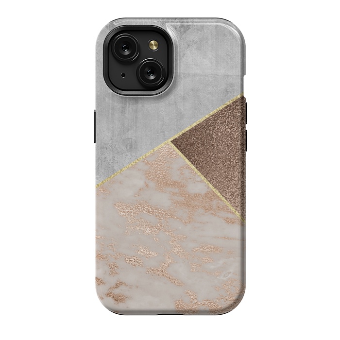 iPhone 15 StrongFit ROse Gold Copper and Concrete Triangles Pattern by  Utart