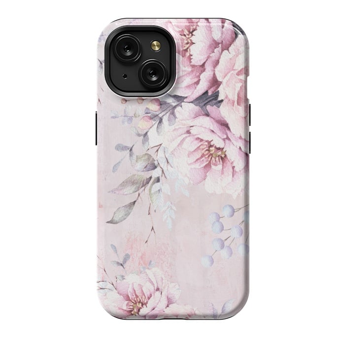 iPhone 15 StrongFit Pink Watercolor Roses by  Utart