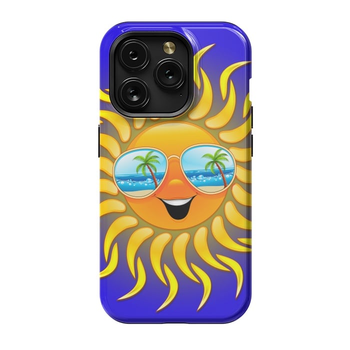 iPhone 15 Pro StrongFit Summer Sun Cartoon with Sunglasses by BluedarkArt
