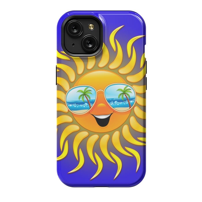iPhone 15 StrongFit Summer Sun Cartoon with Sunglasses by BluedarkArt