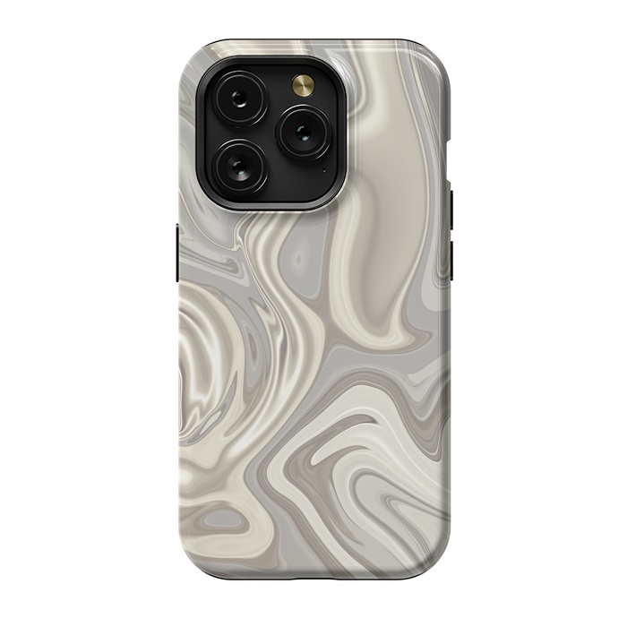 iPhone 15 Pro StrongFit Greige Glamorous Faux Marble 2 by Andrea Haase