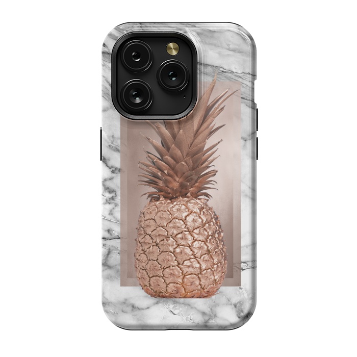 iPhone 15 Pro StrongFit Copper Pineapple on Gray Marble  by  Utart