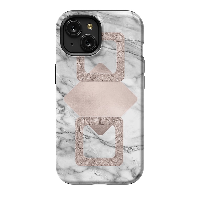 iPhone 15 StrongFit Rose Gold Geometric Shapes on Marble by  Utart