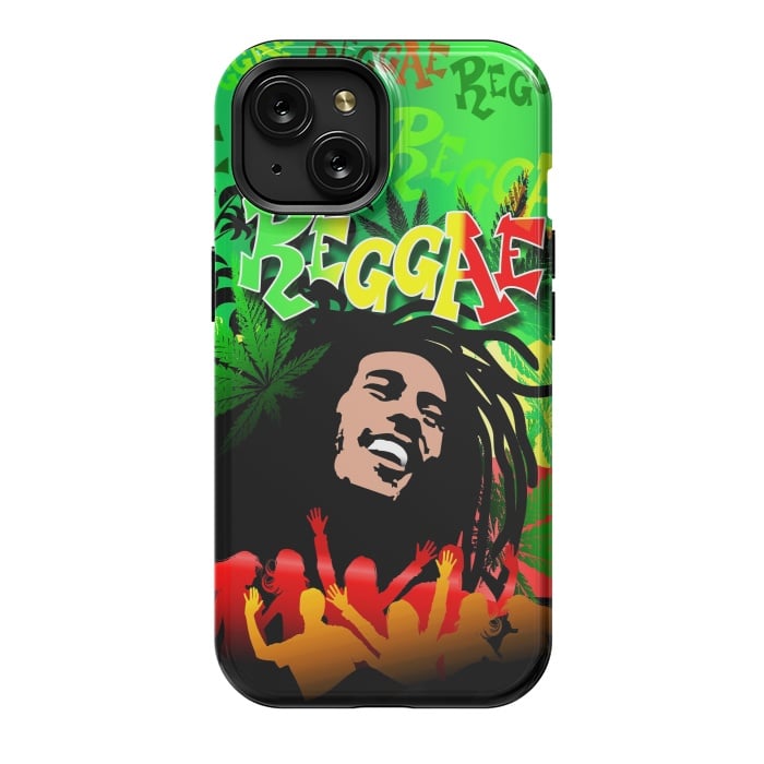 iPhone 15 StrongFit Reggae RastaMan Music Colors Fun and Marijuana by BluedarkArt