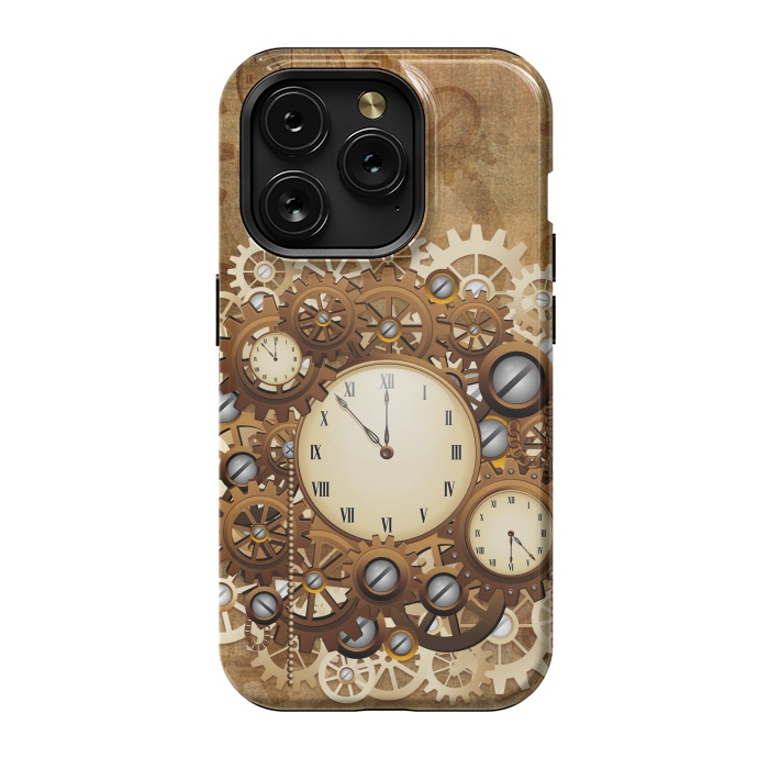iPhone 15 Pro StrongFit Steampunk Clocks and Gears Vintage Style  by BluedarkArt