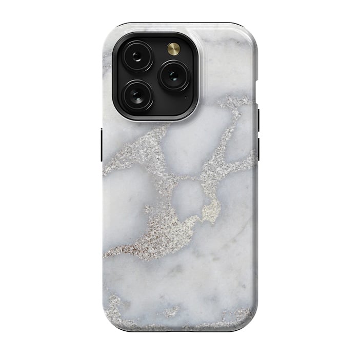 iPhone 15 Pro StrongFit Luxury Silver Metal Foil on Marble by  Utart