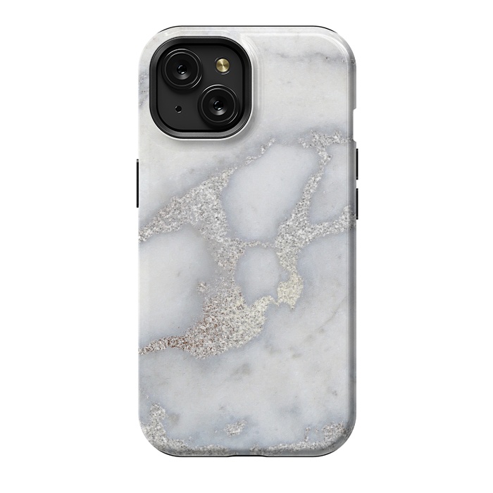 iPhone 15 StrongFit Luxury Silver Metal Foil on Marble by  Utart