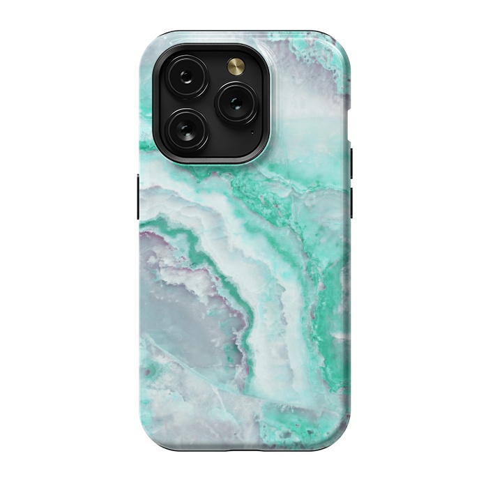 iPhone 15 Pro StrongFit Mint Green Veined Agate by  Utart
