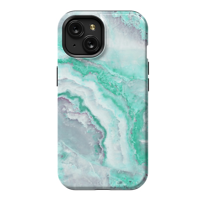 iPhone 15 StrongFit Mint Green Veined Agate by  Utart