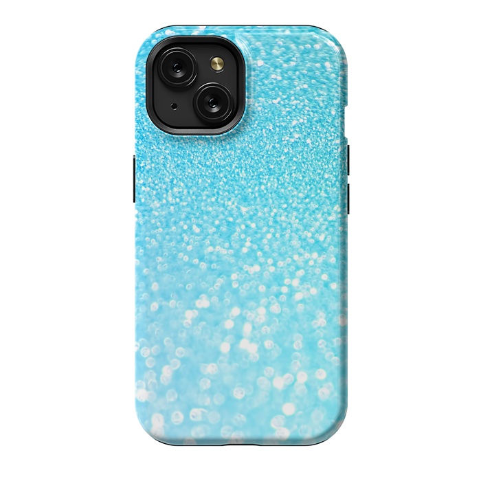 iPhone 15 StrongFit Sky Blue Faux Glitter by  Utart