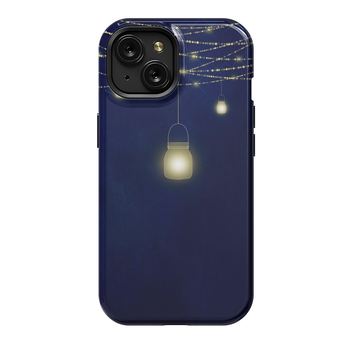 iPhone 15 StrongFit Sparkling Light Jars at night by  Utart