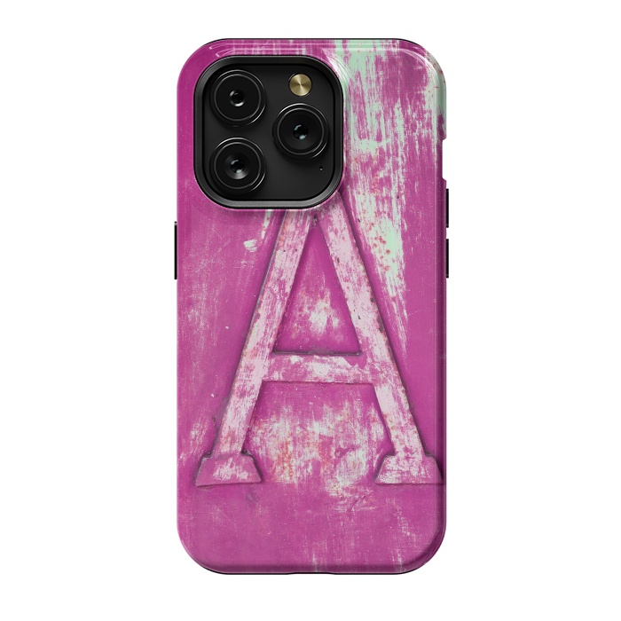 iPhone 15 Pro StrongFit Grunge Style Pink Letter A by Andrea Haase
