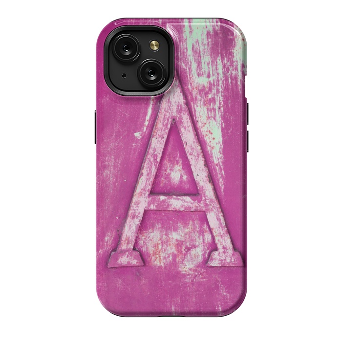 iPhone 15 StrongFit Grunge Style Pink Letter A by Andrea Haase