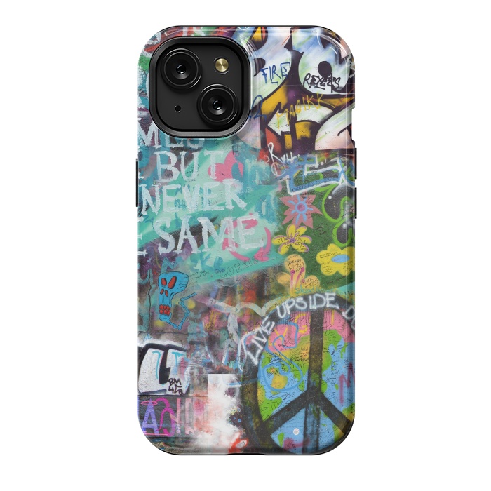 iPhone 15 StrongFit Graffiti Text And Peace Sign by Andrea Haase