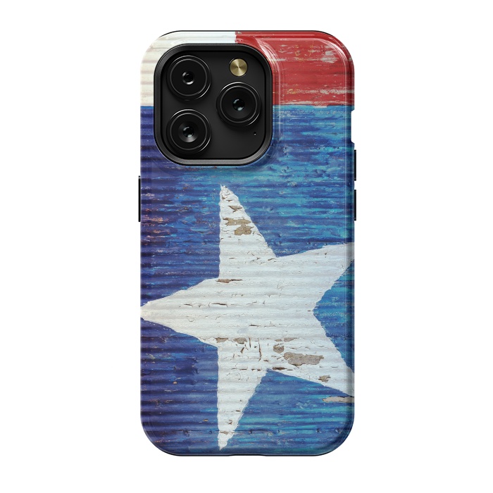 iPhone 15 Pro StrongFit Texas Flag On Distressed Metal by Andrea Haase