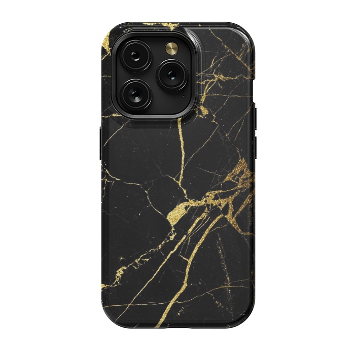 iPhone 15 Pro StrongFit  Black-Gold Marble Impress by ''CVogiatzi.